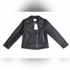 Nwt - Industry Republic Black Faux Leather Biker Jacket Women’s M Moto Coat